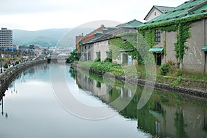 Otaru canal in cloudy skies