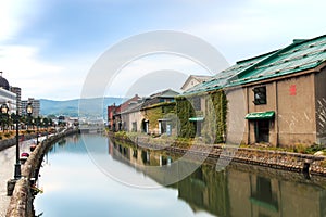 Otaru, historic canal and warehousedistrict in Hokkaido, Japan