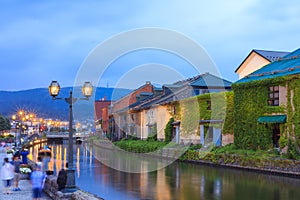 Otaru, Japan historic canal and warehouse, Sapporo, Hokkaido.