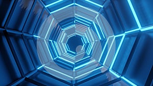 Otating neon Octagon creating a tunnel