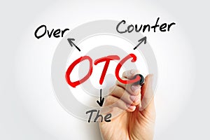 OTC - Over The Counter acronym, medical concept background