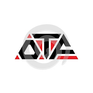 OTF triangle letter logo design with triangle shape. OTF triangle logo design monogram. OTF triangle vector logo template with red