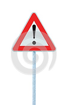 Other Danger Ahead Warning Road Sign Pole isolated