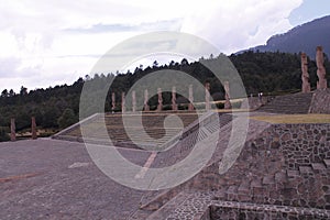 The other side of monuments on top of stairs, Centro Ceremonial Otomi in Estado de Mexico. side view