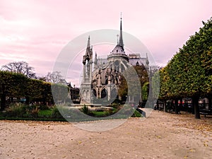 An other side of Notre dame de Paris, France.