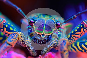 Otherworldly Arthropod antient neon image. Generate Ai photo
