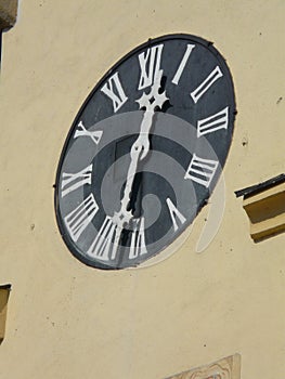 OTMUCHOW , POLAND -CLOCK AT THE TOWN HALL