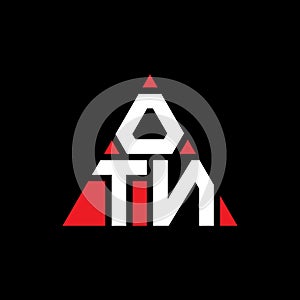 OTN triangle letter logo design with triangle shape. OTN triangle logo design monogram. OTN triangle vector logo template with red