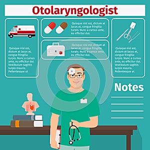 Otolaryngologist and medical equipment icons