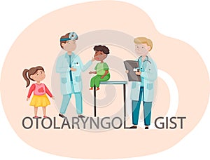 Otology doctor with patient. Otorhinolaryngology healthcare medicine or otolaryngology diseases