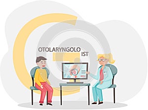 Otology doctor with patient. Otorhinolaryngology healthcare medicine or otolaryngology diseases