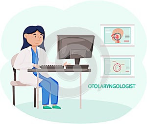 Otology doctor with patient. Otorhinolaryngology healthcare medicine or otolaryngology diseases