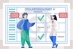 Otology doctor with patient. Otorhinolaryngology healthcare medicine or otolaryngology diseases