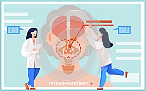 Otology doctor with patient. Otorhinolaryngology healthcare medicine or otolaryngology diseases