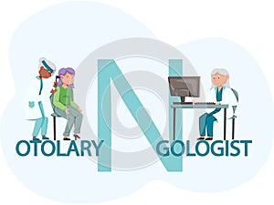 Otology doctor with patient. Otorhinolaryngology healthcare medicine or otolaryngology diseases