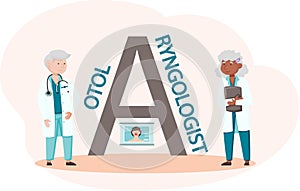 Otology doctor with patient. Otorhinolaryngology healthcare medicine or otolaryngology diseases