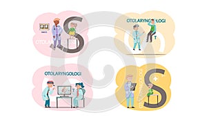 Otology doctor with patient. Otorhinolaryngology healthcare medicine or otolaryngology diseases