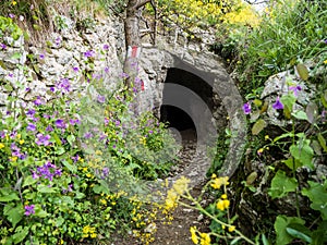 Otoman rock tunnels in National Park Cheile Nerei Romania.