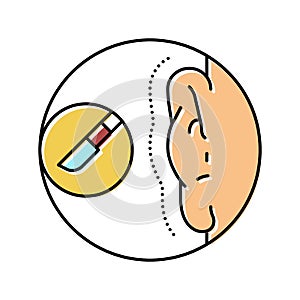 otoplasty surgery color icon vector illustration
