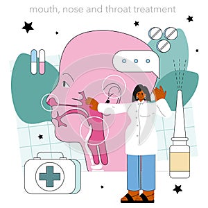 Otorhinolaryngologist concept. ENT doctor treating patient nose,