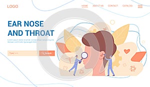 Otorhinolaryngologist web banner or landing page set. Healthcare