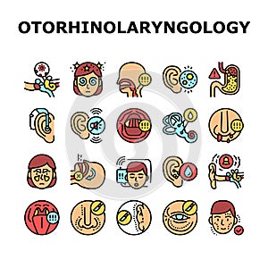 Otorhinolaryngology Treatment Icons Set Vector photo