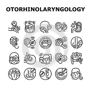 Otorhinolaryngology Treatment Icons Set Vector photo