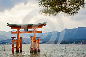 Otorii or Grand Gate on the Island of Itsukushima in Hiroshima Bay