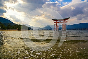 Otorii or Grand Gate on the Island of Itsukushima in Hiroshima Bay photo