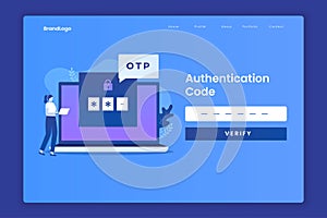 OTP code landing page illustration concept