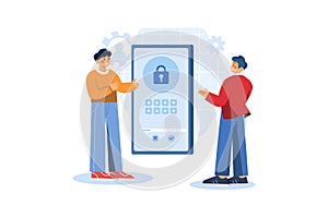 OTP Code to Unlock Illustration concept