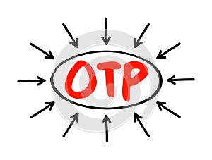 OTP - One Time Password is a password that is valid for only one login session or transaction, on a computer system or other