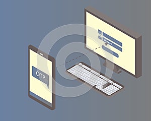 OTP or one time password to verify and login vector photo