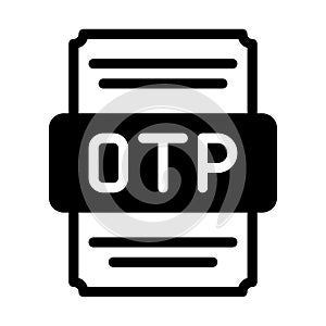 Otp spreadsheet file icon with black fill design. vector illustration