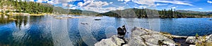 Sunny day by Otra river Scandinavian landscape, Norway photo