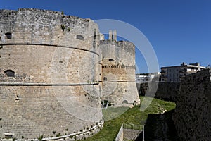 Otranto, APULIA, Italy. The Aragonese castle is the defensive stronghold city of Otranto. A historical defense tower as part of