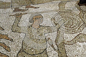 Biblical figures on the mosaic floor