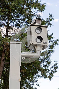 Ottawa, Canada - June 4, 2024: Speed camera on the road
