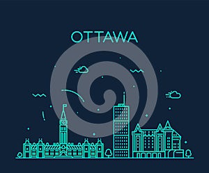 Ottawa city skyline Ontario Canada vector linear