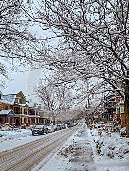 Ottawa downtown road after a snowstorm day.