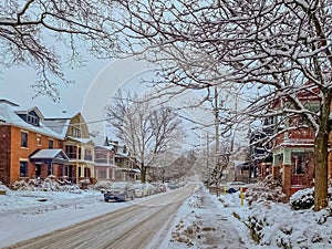 Ottawa downtown road after a snowstorm day.