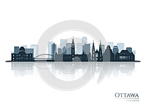 Ottawa skyline silhouette with reflection.
