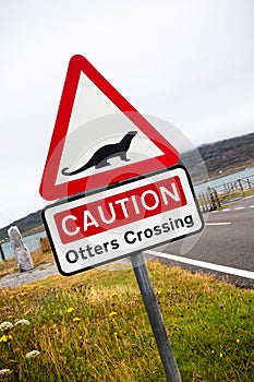 Otter Crossing sign in Scotland