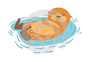 Otter. Flat cartoon vector illustration