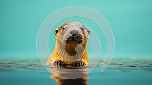 Ultra Detailed Otter Picture With Blue Background - 8k Resolution photo