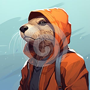 Otter In Rainshirt: Concept Art Meets Hip-hop Style photo