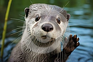otter on a rock otter on the water