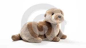 otter Soft toy on a white background, cut Mustachioed