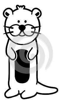 Otter standing black white