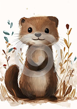 Otterly Adorable: A Hand-Painted Portrait of Love and Gentleness